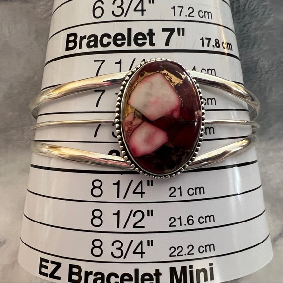 ❤️ Red Rose Pink Dahlia Turquoise Southwestern 926 Adjustable Cuff Bracelet 23gm - Picture 7 of 11